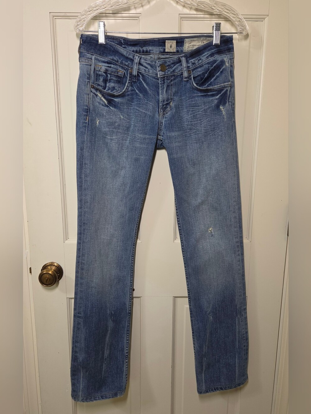 All Saints Spitalfields Distressed  Straight Leg Jeans, Size 26